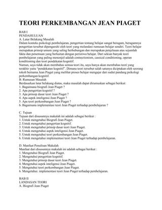 Teori perkembangan jean piaget