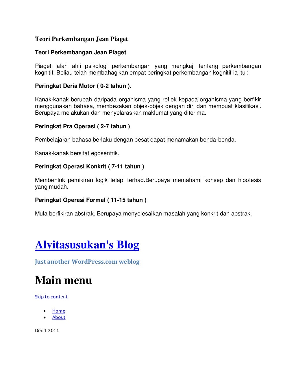 Teori perkembangan jean piaget