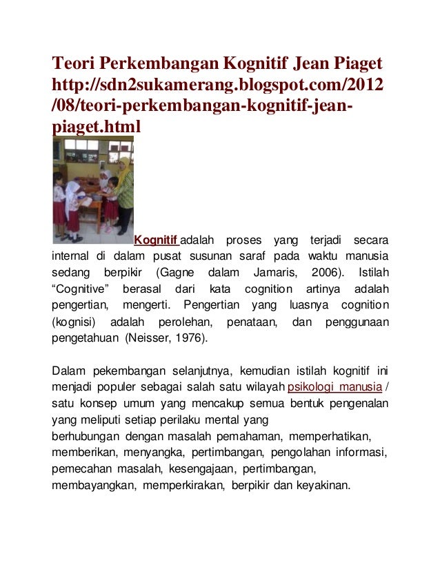 Teori perkembangan kognitif piaget