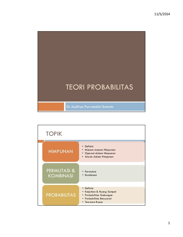 Statistik Industri 1 Teori Probabilitas