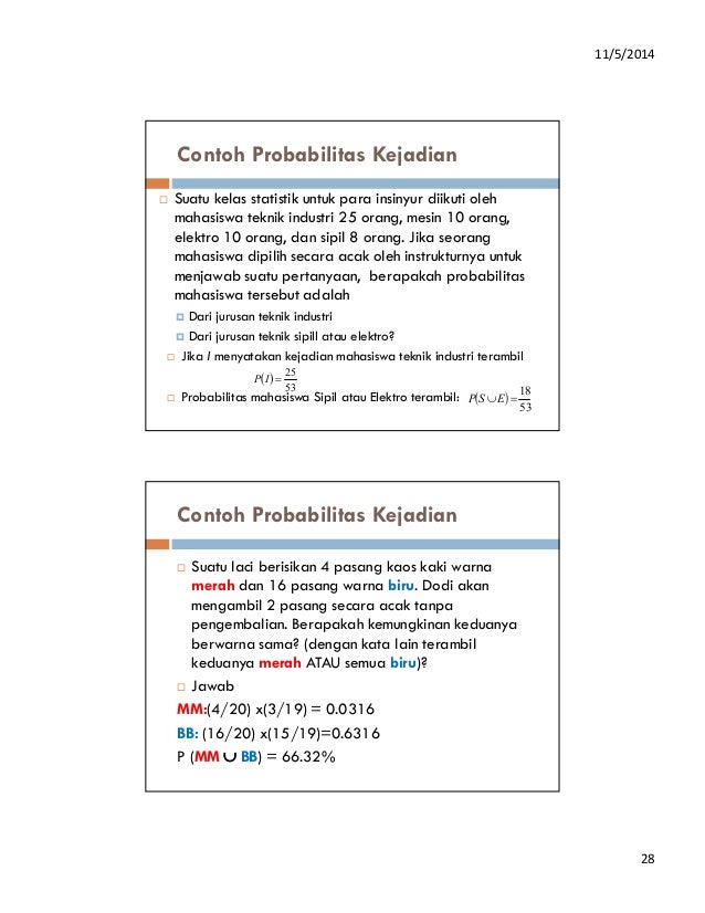 Statistik Industri 1 Teori Probabilitas