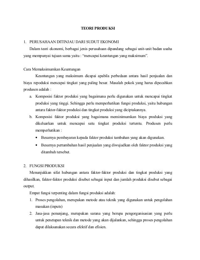 Teori Produksi