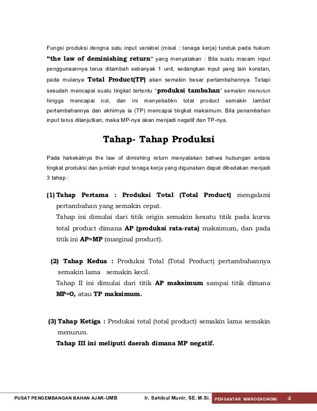 Contoh Soal Fungsi Produksi Dengan Satu Input Variabel Contoh Soal Fungsi Produksi Dengan Satu Input Variabel
