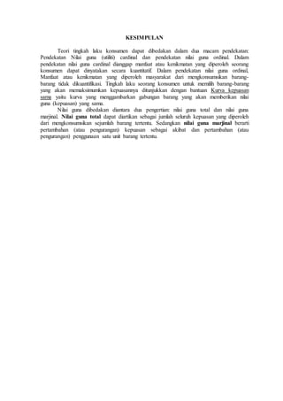 Teori Tingkah Laku Konsumen