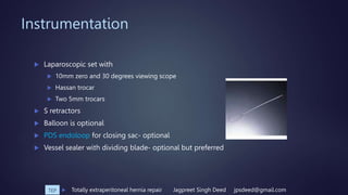 Tep Totally Extraperitoneal Inguinal Hernia Repair Pptx