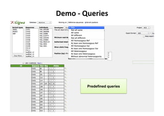 Demo	
 -­‐	
 Queries	
 
Predefined queries
 