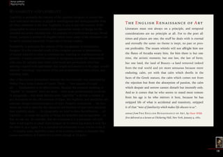 Design problems 
Typography 
15 
Readability and legibility 
Legibility is primarily the concern of the typeface designer, to ensure that 
each individual character or glyph is unambiguous and distinguishable from 
all other characters in the font. Legibility is also in part the concern of the 
typographer to select a typeface with appropriate clarity of design for the 
intended use at the intended size. An example of a well-known design, Brush 
Script, contains a number of illegible letters since many of the characters can 
be easily misread especially if seen out of textual context. 
Readability is primarily the concern of the typographer or information 
designer. It is the intended result of the complete process of presentation 
of textual material in order to communicate meaning as unambiguously as 
possible. A reader should be assisted in navigating around the information 
with ease, by optimal inter-letter, inter-word and particularly inter-line 
spacing, coupled with appropriate line length and position on the page, careful 
editorial “chunking” and choice of the text architecture of titles, folios, and 
reference links. 
One of the clearest distinctions between the two concepts was presented by 
Walter Tracy in his Letters of Credit. These … ‘two aspects of a type’ … 
are … ‘fundamental to its effectiveness. Because the common meaning of 
“legible” is “readable” there are those – even some professionally involved 
in typography – who think that the term “legibility” is all that is needed in 
any discussion on the effectiveness of types. But legibility and readability are 
separate, though connected aspects of type. Properly understood … the two 
terms can help to describe the character and function of type more precisely 
than legibility alone. … In typography we need to draw the definition … of 
legibility …to mean the quality of being decipherable and recognisable – so 
that we can say, for example, that the lowercase h in a particular old style 
italic is not legible in small sizes because its in-turned leg makes it look like 
the letter b; or a figure 3 in a classified advertisement is too similar to the 8. 
… In display sizes, legibility ceases to be a serious matter; a character that 
causes uncertainty at 8 point size is plain enough at 24 point.’ 
Text typeset in Iowan Old Style roman, italics and small caps, optimized at approximately 10 
words per line, typeface sized at 14 points on 1.4 x leading, with 0.2 points extra tracking. 
Extract of an essay by Oscar Wilde The English Renaissance of Art ca. 1882. 
 
