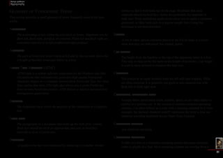 Design problems 
Typography 
31 
Glossary of Typographic Terms 
This section provides a small glossary of terms frequently used in the type 
world. 
Alignment 
The positioning of text within the text block or frame. Alignment can be 
flush left, flush right, justified, or centered. Flush left and flush right are 
sometimes referred to as left justified and right justified. 
Ascender 
The part of lowercase letters (such as k,b,and d) that ascends above the 
x-height of theother lowercase letters in a font. 
Adobe Type Manager’(ATM’) 
ATM Light is a system software component for the Windows and Mac 
OS platforms that automatically generates high-quality bitmapped 
character shapes on a computer monitor from Postscript Type 1or Open 
Type outline font data.ATM light also allows you to print PostScript 
fonts on non-PostScript printers. ATM Deluxe is Adobe’s personal font 
management application. 
Baseline 
The imaginary linen which the majority of the characters in a typeface 
rest. 
Body text 
The paragraphs in a document that make up the bulk of its content. 
Body text should be set in an appropriate and easy to read face, 
typically at to or 12 point size. 
Boldface 
A typeface that has been enhanced by rendering it in darker, thicker 
strokes so that it will stand out on the page. Headlines that need 
emphasis should be bold face. italics are preferable for emphasis in 
body text. Some publishing applications allow you to apply a computer-generated, 
or fake, bold style to a regular weight font. Using this 
technique is not recommended. 
Bullet 
A dot or other special character placed at the left of items in a list to 
show that they are individual, but related, points. 
Cap height 
The height from the baseline to the top of the uppercase letter in a foot 
This may or may not be the same as the height of ascenders. Cap height 
is used in some systems to measure the type size. 
Centered 
Text placed at an equal distance from the left and right margins. Titles 
are often centered. It is generally not good to mix centered text with 
flush left or flush right text. 
Character, character code 
A single letter, punctuation mark, number, space, or any other object or 
symbol in a typeface set. In the context of modern computer operating 
systems, it is often defined as a code with a meaning attached to it. Poor 
example, the decimal character code97 represents the letter a.Also see 
character encoding keyboard layout, Open Type, Unicode. 
Character mapping 
See character encoding. 
Character encoding 
A table in a foot or a computer operating system that maps character 
codes to glyphs in a font. Most operating systems are moving from a 
 