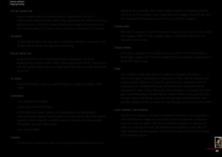 Design problems 
Typography 
33 
Em,em space,em 
quad Common units of measurement in typography. An em is 
traditionally defined as the width of the uppercase M in the current face 
and point size. It is more properly defined as simply the current point 
size. For example, in 12 point type, one em is a distance of 12 points. 
En dash 
A dash the length of an em, used to indicate a break in a sentence: His 
friend-also an editor- thought the same thing 
En,en space en 
quad Common units of measurement in typography. An en is 
traditionally defined as the width of the uppercase N in the current face 
and the current point size. It is more properly defined as half the width 
of an em. 
En dash 
A dash the length of an en, used to indicate a range of values: 1960- 
1990. 
Encoding 
See character encoding. 
Expert set. expert collection 
A font that has a more refined, or expanded, set of typographic 
characters than regular fonts. Expert sets may contain old style figures, 
ligatures, small capitals, embellishments, fractions, or other unique 
characters. Also see Open Type. 
Face See typeface. 
Family 
A collection of typefaces that were designed and intended to be used 
together. For example, the Utopia family consists of roman and italic 
styles, as well as regular, semi bold, and bold weights. Each of the style 
and weight combinations is referred to as a font or typeface. 
Flush left 
Text that is aligned on the left margin is said to be set ftu.sh left or flush 
left, ragged right The term ragged right is sometimes used alone to 
mean the same thing. 
Flush right 
Text that is aligned on the right margin is said to be set flush right or 
flush right, ragged left. The term ragged left is sometimes used alone to 
mean the same thing. 
Font 
One weight, width, and style of a typeface: Optima* Bold and 
Helvetica Light Condensed are examples of fonts. Before digital type, 
a font usually referred to a specific point size of a particular style of 
a typeface. For example,48-point Helvetica Bold would have been 
considered a font. Today, the terms font, typeface, and family are often 
used interchangeably, though family usually refers to the general type 
design, such as Helvetica, and font and typeface usually refer to the 
specific weight, width, or style of a type design, such as Helvetica Bold 
Font family See family. 
Glyph In the context of modern computer operating systems, glyph is 
often defined as a shape in a font that is used to represent a character 
code on screen or paper. The most common example of a glyph is a 
letter in a specific font, but the symbols and shapes in a font like lTC 
Zapf Dingbats are also glyphs. Also see character, character encoding, 
and keyboard layout. 
 