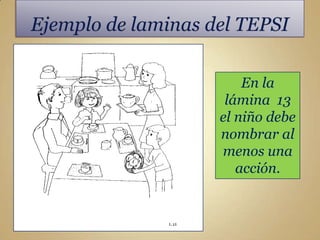 En la
 lámina 13
el niño debe
nombrar al
menos una
   acción.
 