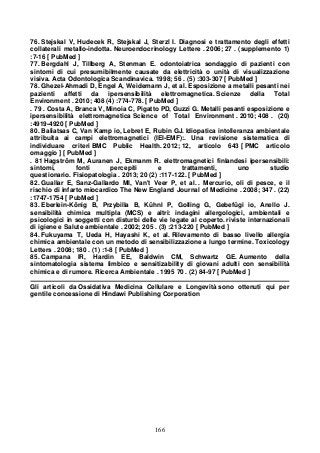 166
76. Stejskal V, Hudecek R, Stejskal J, Sterzl I. Diagnosi e trattamento degli effetti
collaterali metallo-indotta. Neuroendocrinology Lettere . 2006; 27 . (supplemento 1)
:7-16 [ PubMed ]
77. Bergdahl J, Tillberg A, Stenman E. odontoiatrica sondaggio di pazienti con
sintomi di cui presumibilmente causate da elettricità o unità di visualizzazione
visiva. Acta Odontologica Scandinavica. 1998; 56 . (5) :303-307 [ PubMed ]
78. Ghezel-Ahmadi D, Engel A, Weidemann J, et al. Esposizione a metalli pesanti nei
pazienti affetti da ipersensibilità elettromagnetica. Scienze della Total
Environment . 2010; 408 (4) :774-778. [ PubMed ]
. 79 . Costa A, Branca V, Minoia C, Pigatto PD, Guzzi G. Metalli pesanti esposizione e
ipersensibilità elettromagnetica Science of Total Environment . 2010; 408 . (20)
:4919-4920 [ PubMed ]
80. Baliatsas C, Van Kamp io, Lebret E, Rubin GJ. Idiopatica intolleranza ambientale
attribuita ai campi elettromagnetici (IEI-EMF):. Una revisione sistematica di
individuare criteri BMC Public Health. 2012; 12, articolo 643 [ PMC articolo
omaggio ] [ PubMed ]
. 81 Hagström M, Auranen J, Ekmanm R. elettromagnetici finlandesi ipersensibili:
sintomi, fonti percepiti e trattamenti, uno studio
questionario. Fisiopatologia . 2013; 20 (2) :117-122. [ PubMed ]
82. Guallar E, Sanz-Gallardo MI, Van't Veer P, et al. . Mercurio, oli di pesce, e il
rischio di infarto miocardico The New England Journal of Medicine . 2008; 347 . (22)
:1747-1754 [ PubMed ]
83. Eberlein-König B, Przybilla B, Kühnl P, Golling G, Gebefügi io, Anello J.
sensibilità chimica multipla (MCS) e altri: indagini allergologici, ambientali e
psicologici in soggetti con disturbi delle vie legate al coperto. riviste internazionali
di igiene e Salute ambientale . 2002; 205 . (3) :213-220 [ PubMed ]
84. Fukuyama T, Ueda H, Hayashi K, et al. Rilevamento di basso livello allergia
chimica ambientale con un metodo di sensibilizzazione a lungo termine. Toxicology
Letters . 2008; 180 . (1) :1-8 [ PubMed ]
85. Campana IR, Hardin EE, Baldwin CM, Schwartz GE. Aumento della
sintomatologia sistema limbico e sensitizability di giovani adulti con sensibilità
chimica e di rumore. Ricerca Ambientale . 1995 70 . (2) 84-97 [ PubMed ]
Gli articoli da Ossidativa Medicina Cellulare e Longevità sono ottenuti qui per
gentile concessione di Hindawi Publishing Corporation
 