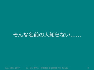 Jun. 18th, 2017 2ルービックキューブ交流会 @ LODGE / K. Terada
そんな名前の人知らない......
 