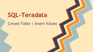 SQL-Teradata
Create Table | Insert Values
 