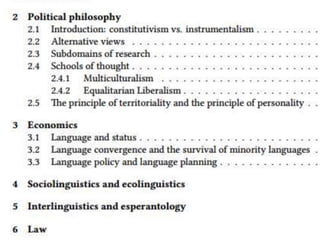 Towards a tool to analyze linguistic justice: Essential interdisciplinary parameters