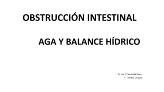 OBSTRUCCIÓN INTESTINAL
AGA Y BALANCE HÍDRICO
• Dr. Luis F. Castañeda Reyes.
• Médico Cirujano
 