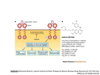 Gefitinib Mohamed Muhsin, Joanne Graham & Peter Kirkpatrick Nature Reviews Drug Discovery 2, 515-516 (July
2003) doi:10.1038/nrd1136

 