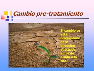 Cambio pre-tratamiento
El cambio se
está
produciendo
en la
dirección
adecuada
antes de
acudir a la
cita.
 