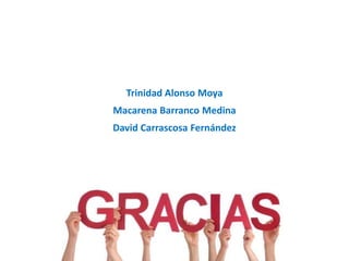 Trinidad Alonso Moya
Macarena Barranco Medina
David Carrascosa Fernández
 