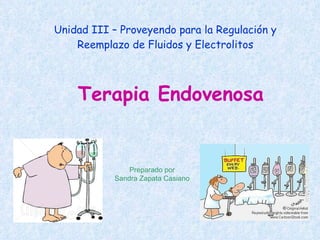 Unidad III – Proveyendo para la Regulación y Reemplazo de Fluidos y Electrolitos Terapia Endovenosa Preparado por Sandra Zapata Casiano 