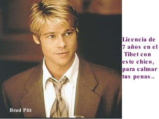Licencia de 7 años en el Tibet con este chico, para calmar tus penas.. Brad Pitt