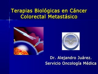 Terapias Biológicas en Cáncer
   Colorectal Metastásico




               Dr. Alejandro Juárez.
             Servicio Oncología Médica
 