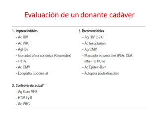 Evaluación de un donante cadáver
 