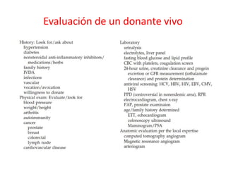 Evaluación de un donante vivo
 