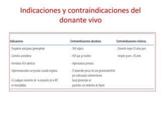 Indicaciones y contraindicaciones del
donante vivo
 