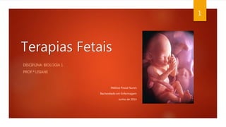 Terapias Fetais
DISCIPLINA: BIOLOGIA 1
PROF.ª LISIANE
1
Melissa Possa Nunes
Bacharelado em Enfermagem
Junho de 2014
 