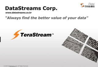 © 2014 DataStreams Corp. All Rights Reserved. 
DataStreams Corp. 
"Always find the better value of your data" 
www.datastreams.co.kr  