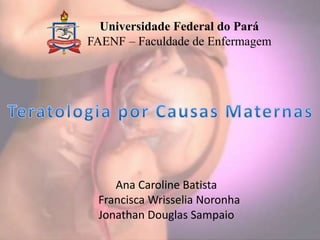 Universidade Federal do Pará
FAENF – Faculdade de Enfermagem
Ana Caroline Batista
Francisca Wrisselia Noronha
Jonathan Douglas Sampaio
 