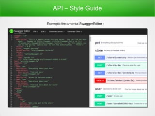 API – Style Guide
Exemplo ferramenta SwaggerEditor :
 