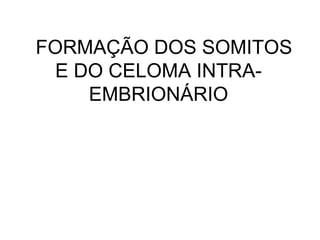 FORMAÇÃO DOS SOMITOS
E DO CELOMA INTRA-
EMBRIONÁRIO
 
