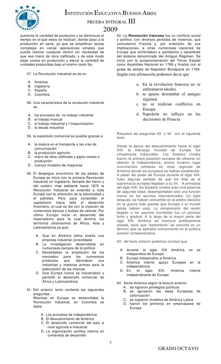 preguntas y respuestas tipo icfes sobre la revolucion industrial tercera prueba integral grado octavo 2009 preguntas y respuestas tipo icfes sobre la revolucion industrial tercera prueba integral grado octavo 2009