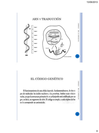 13/06/2013
8
ARN Y TRADUCCIÓN
13/06/2013
15
DR.J.A.OSINAGAH.
EL CÓDIGO GENÉTICO 13/06/2013
16
DR.J.A.OSINAGAH.
 