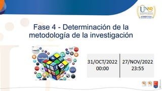 Fase 4 - Determinación de la
metodología de la investigación
 