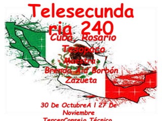 Telesecunda
ria 240Cuba, Rosario
Tesopaco
Maestra:
Brenda Aid Borbón
Zazueta
30 De OctubreA l 27 De
Noviembre
 