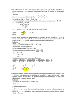 Solucionario Complemento de razones y proporciones II