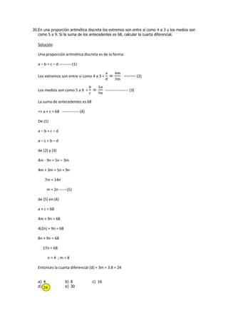 Solucionario Complemento de razones y proporciones II