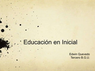Educación en Inicial
Edwin Quevedo
Tercero B.G.U.
 