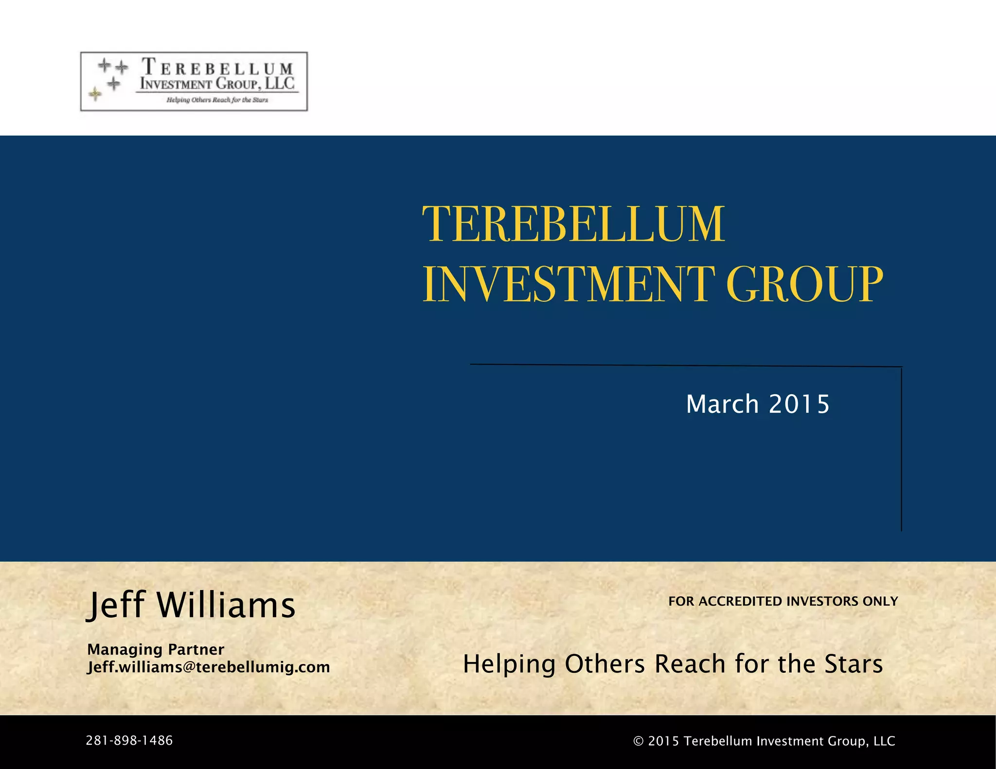 Hedge Fund Pitch Book Terebellum Investment Group PPT