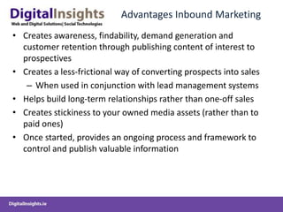 Optimise and promote content across digital channels (web, social media, offline etc.) Key Online Marketing TacticsContent & Inbound MarketingSocial MarketingPay Per Click Advertising (PPC)Search Engine Optimisation (SEO)Email MarketingMeasurement and Analytics