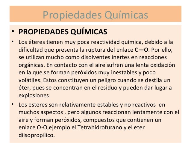 Resultado de imagen para eteres propiedades fisicas y quimicas