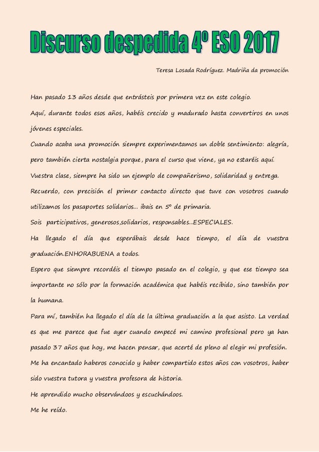 Discurso De Despedida De Promocin | discurso de despedida aos alumnos de 4 186 eso promoci 243 n 2017 Discurso De Despedida De Promocin | discurso de despedida aos alumnos de 4 186 eso promoci 243 n 2017