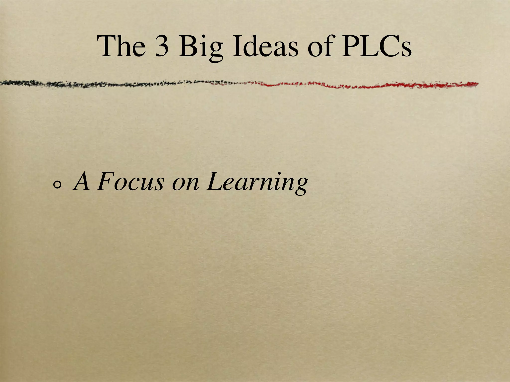 The 3 Big Ideas of PLCs



A Focus on Learning
 