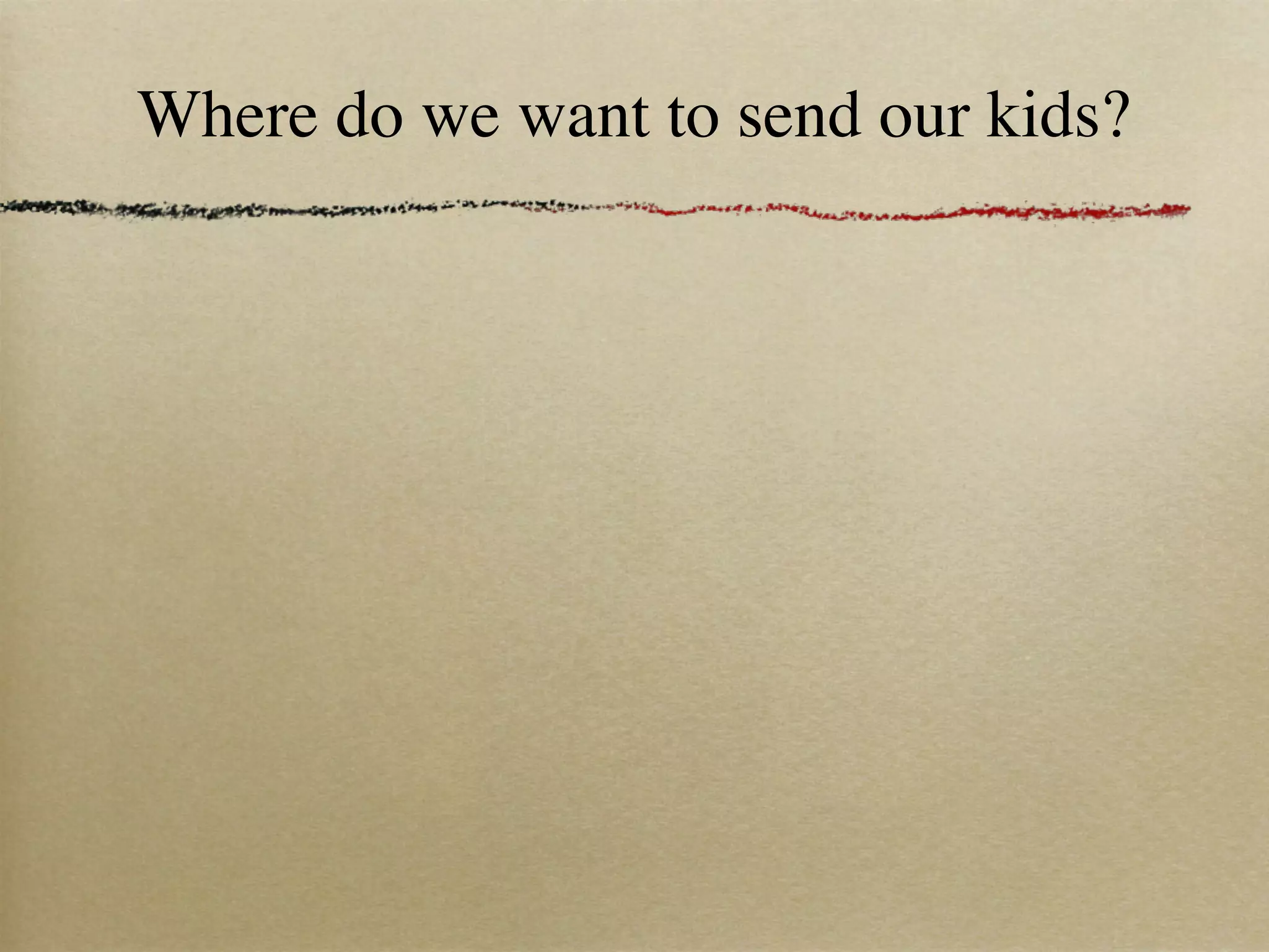 Where do we want to send our kids?
 