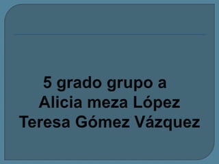 5 grado grupo a   Alicia meza López Teresa Gómez Vázquez 