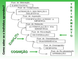 COGNIÇÃO Como saber se o indivíduo aprendeu?  T R E I N A M E N T O C O N F LI T O 