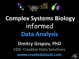 Complex Systems Biology
informed
Data Analysis
Dmitry Grapov, PhD
CDS- Creative Data Solutions
www.createdatasol.com
 