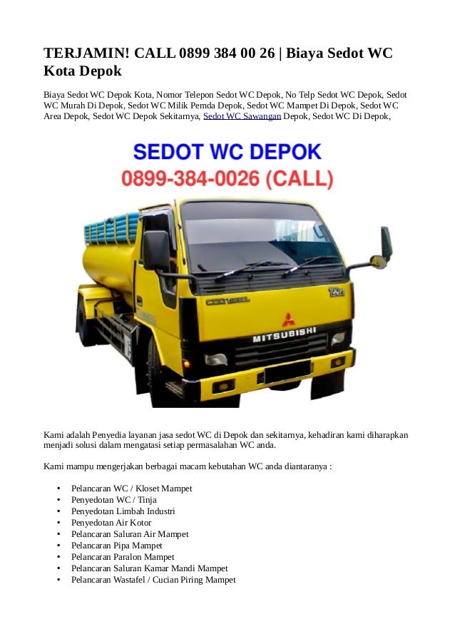 Terjamin Call 0899 384 00 26 Biaya Sedot Wc Kota Depok
